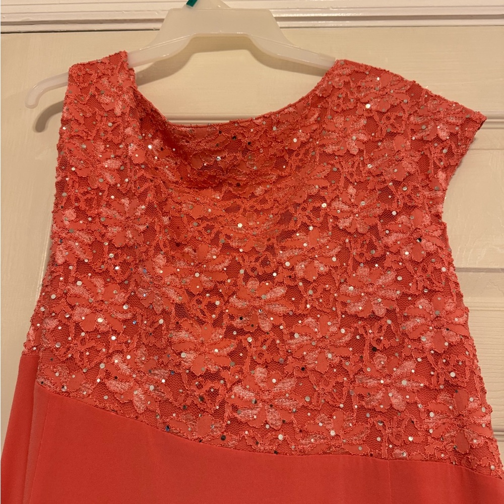 Coral Lace Sleeveless  Dress